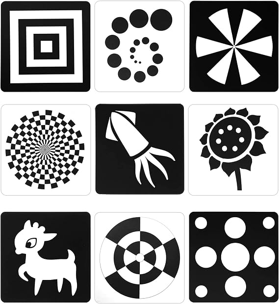 48 Pictures High Contrast Newborn Cards Black And White Contrast Flash Cards Cardsfor infants Baby Picture Cards For Newborn Babies Toys,5.5 x 5.5 Inch