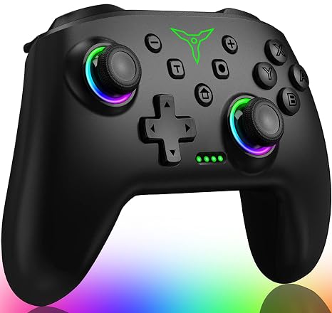 ELISWEEN Switch Controller, Wireless Switch Controller Compatible with Switch Controller 1/Switch 2/Switch Lite/OLED, Wireless Switch Controllers Work with iOS/Android/PC with RGB Light, Programmable