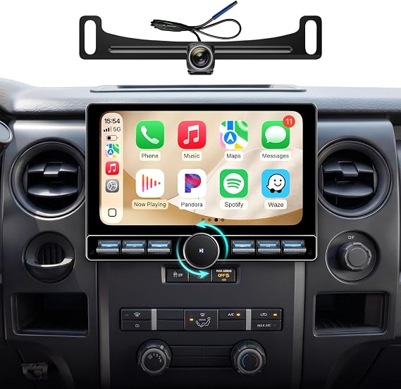 Car Stereo for Ford F150 2009-2014 Wireless CarPlay Android Auto | Fits XL XLT Base Manual AC, 4G+64GB ROM, Knob Keybutton for Safe Driving, Offline GPS, Backup Camera Included, Plug and Play