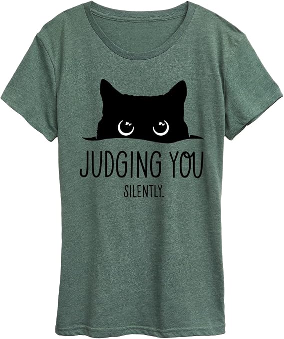 Instant Message - Judging You Silently Cat - Womens Short Sleeve Tee