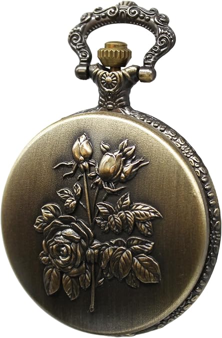 SIMAOTE Vintage Pocket Watch with Flower Pattern Cover