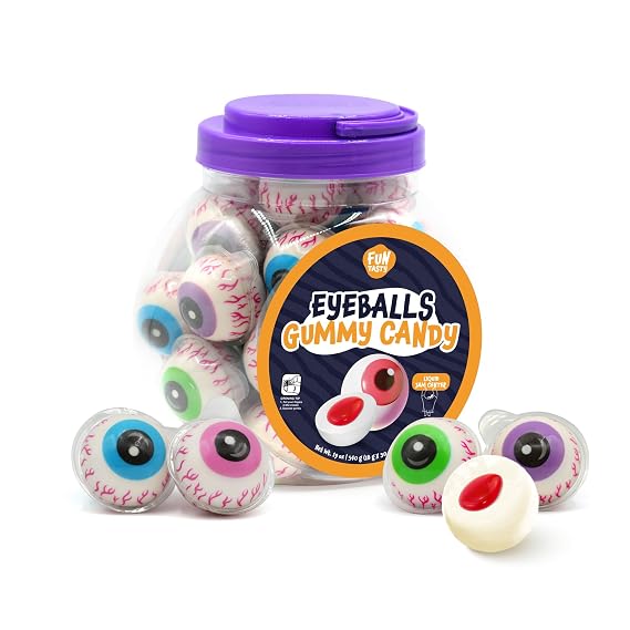 Halloween Candy, Eyeballs Gummy Candy, Strawberry Jam Center - 30 Count