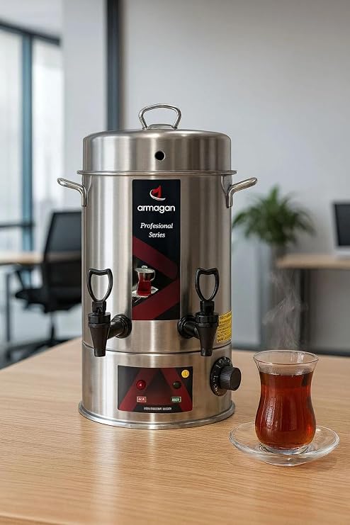Armağan Elektrikli Çay Otomatı - 80 Bardak - Açık Rezistans - 430 Kalite Paslanmaz Çelik