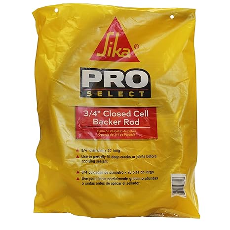 SIKA Closed Cell Foam Backer Rod, Gray, 34 Diameter x 20 Long, Water-Resistant Joint Filler for Sealant Application, Flexible and Durable for Cracks and Joints