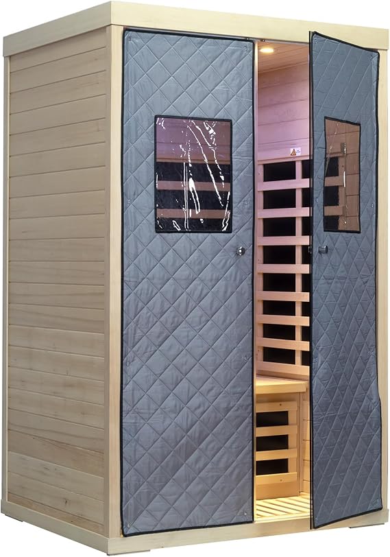 Hemlock 2 Person Low EMF Far Infrared Sauna, Home Indoor Sauna, Luxury Tempered Glass Doors, 1780w, App & LCD Panel Control, Chromotherapy Lights, Reading Lights, Bluetooth Speakers