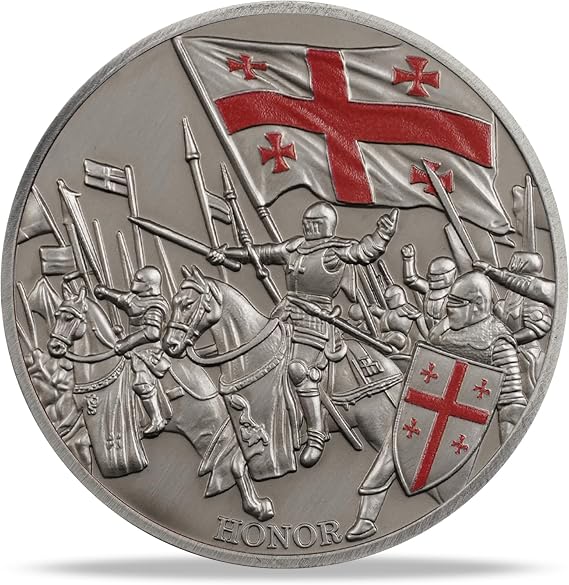 Holy Cross Mounted Knight Challenge Coin | Chivalric Valor & Sacred Shield Medallion | Holy Cross Mounted Knight Historical Token | Commemorative Gifts for Collectors, Historians, and Enthusiasts