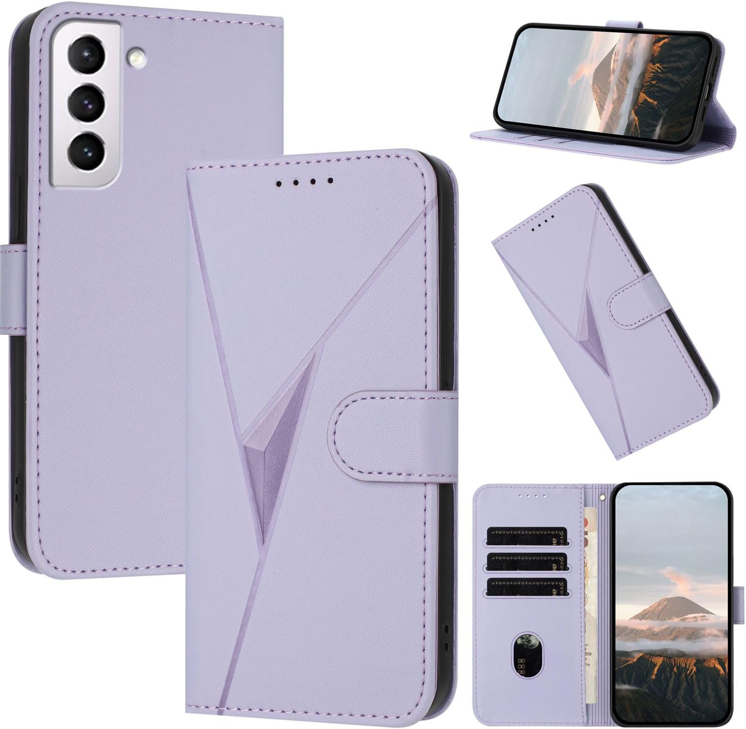 Compatible Galaxy S21 Plus Case Notebook Type Galaxy S21 Plus Case Notebook Type Three-dimensional Triangle Pattern Galaxy S21 Smartphone Case SC-02B Mobile Cover SCG10 Mobile Cover