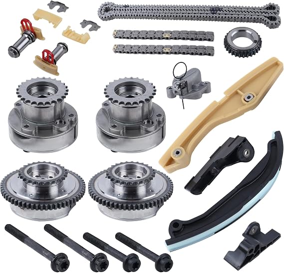 90738S Engine Timing Chain Kit VVT Sprocket Set Fit For 2011-2020 Ford F150 Edge Expedition Explorer Mustang Taurus Transit;Lincoln MKX Mark Nautilus Navigator 3.3L/3.5L/3.7L OE#AT4Z6L266B