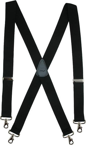 CTM Mens Elastic Solid Color X-Back Suspender with Swivel Hook Ends
