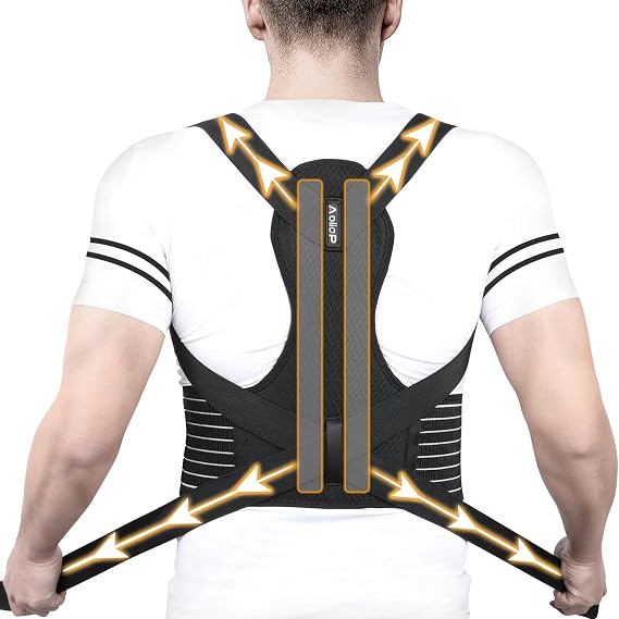 Posture Corrector Men and Women - Back Brace Back Support Belt with Breathable Adjustable Elastic Bands Back Straightener Improve Lumbar Support Belt Lower Back Pain Relief (S, Waist 27'-34')