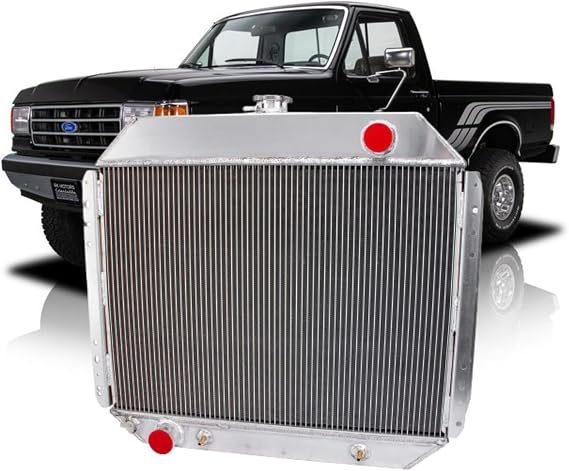 Full Aluminum Radiator compatible with 1966-1979 Ford F-Series F100 F150 F250 F350 Bronco Truck Pickup V8 Engine 3 Row Core Radiators