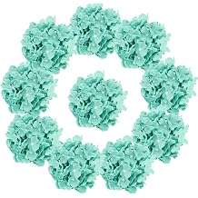 10 pcs Hydrangea Artificial Flowers, Silk Artificial Hydrangea Head with Stem Hydrangea for Bridal Wedding Baby Shower Home Party Decoration (Tiffany Blue)