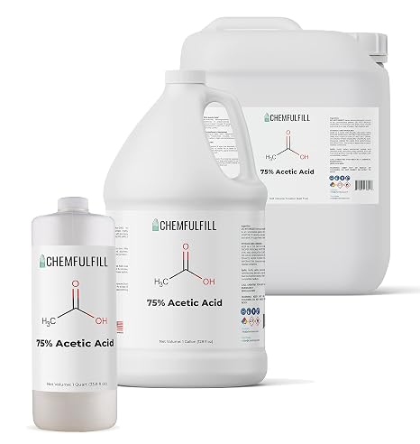 Chemfulfill Acetic Acid Solution, 75% - CAS No. 64-19-7-5-Gallon (640 fl oz)