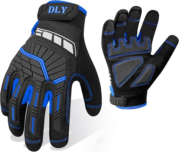 DLY Work Gloves for Men, TPR Impact Protection, Mechanic Gloves