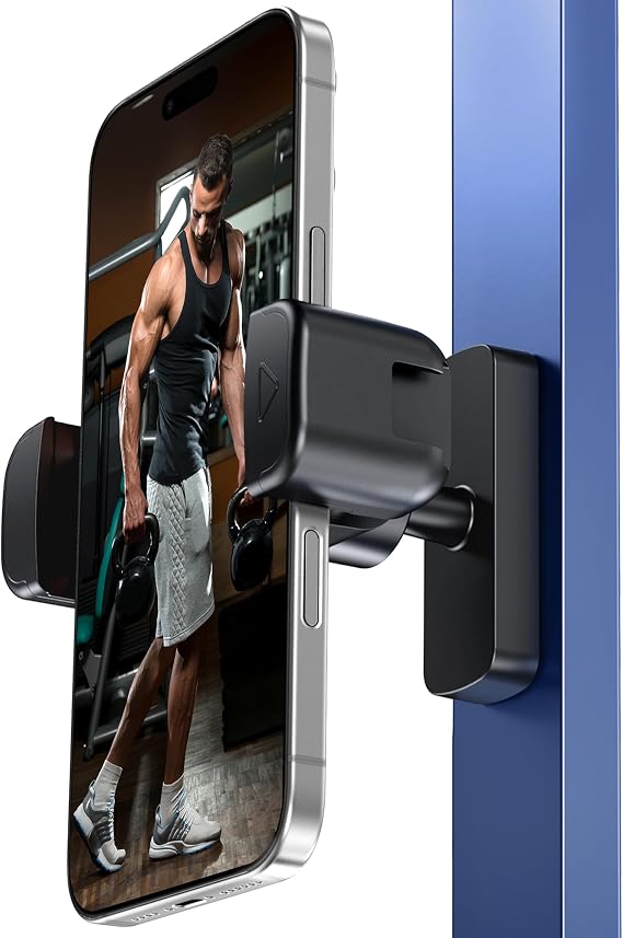 CreaDream Gym Magnetic Phone Holder, Gym Essentials Magnet Phone Mount with 360 Rotation, Portable Workout Accessories for Men and Women, Compatible with 4.7-7" Smartphones