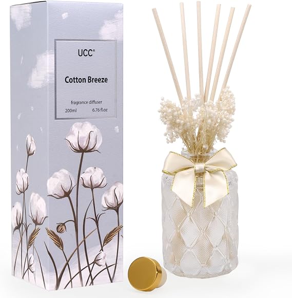 UCC Premium Reed Diffuser Set with Preserved Flower Reed Sticks, 6.76 fl oz Highly Scented Room Diffuser Home Fragrance Essential Oil Reed Diffuser for Bathroom Bedroom Home Decor Office