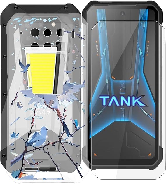 for Unihertz 8849 Tank 3 Pro with [1 Pack] Screen Protector, Clear Soft Silicone Protective Case, Anti-Fall Ultra-Thin Case for Unihertz 8849 Tank 3 Pro (6.79") - XT105