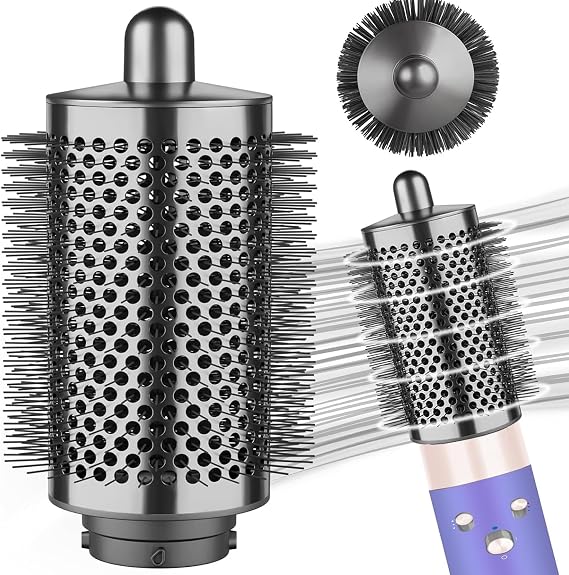 Large Round Volumizing Brush Compatible with Dyson Airwrap HS01 HS05 HS08|Salon-Worthy Blowout & Bouncy Curls|Root-Lifting + Faster Drying|Not Compatible with Hair Dryer,Gray
