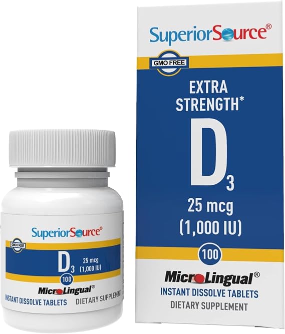 Superior Source Vitamin D3 1,000 IU, Non-GMO, 100 Sublingual Tablets