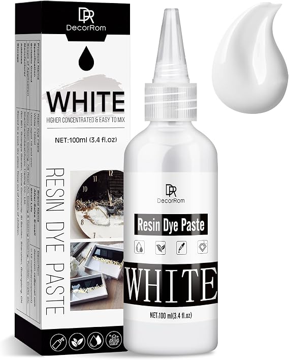 White Epoxy Resin Pigment Paste - 3.4 fl.oz/100ml High Concentrated Colorant for Resin Art, Ocean Waves, Cells Effects - Opaque White Resin Dye for Painting, Coasters, River Tables & DIY Crafts