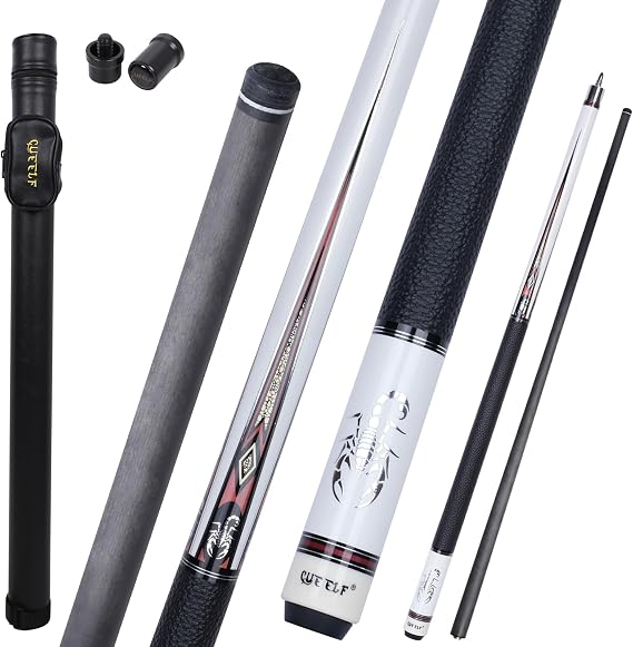 CUEELF Carbon Fiber Pool Cue Stick Leather Wrap Professional Low Deflection Billiard Cue Stick 12.5mm Carbon Fiber Technology Pool Cue
