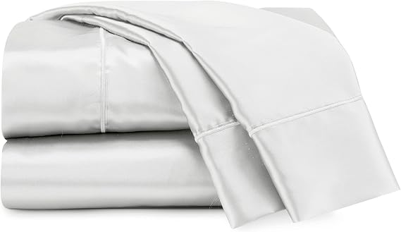 Martex Elegance 4-Piece Queen Satin Sheet Set, White | Luxury Hotel Quality, Silky Soft Fabric for Hair and Skin, Deep Pocket Fit, Smooth Sleep Surface, Wrinkle Resistant