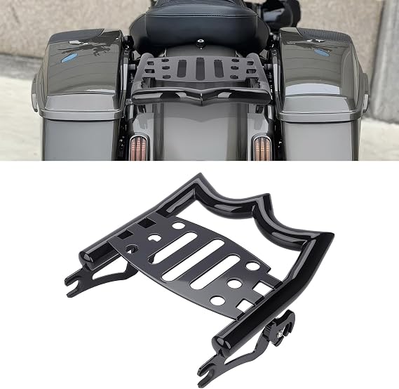 1.25" Thick Quick Release Luggage Rack for Harley Davidson Touring Street Glide Electra Glide Road King Road Glide 2009-2025 Tour Pack Rear Rack Trunk Mount (Gloss Black)