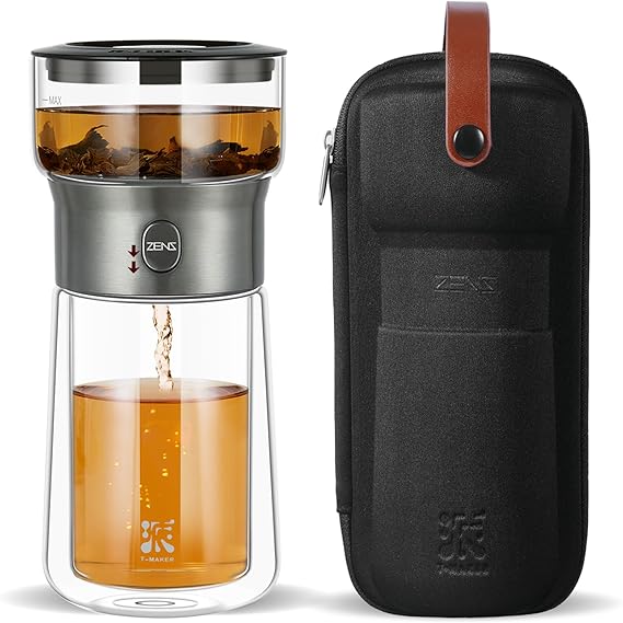 ZENS Modern Tea Infuser Teapot, One Touch Tea Maker for Loos Leaf Tea