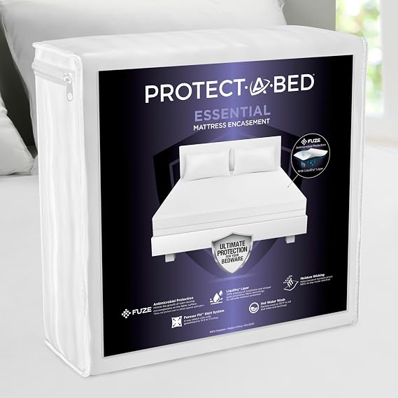 Protect-A-Bed Essential Waterproof Mattress Encasement, Queen | Waterproof mattress encasement protects against moisture, dust mites, and everyday wear for 6"-11" mattresses