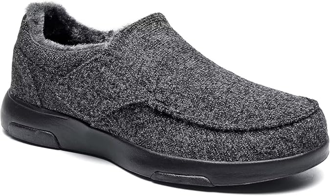 OrthoComfoot Mens Orthopedic Slippers Shoes with Arch Support: Plantar Fasciitis House Slip On Loafers, Comfortable Moccasin Mule Clogs for Indoor Outdoor