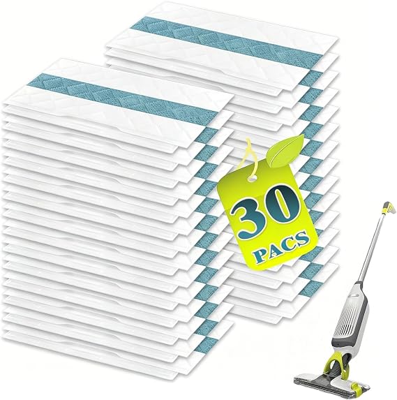 VACMOP Disposable Hard Floor Vacuum and Mop Pad Refills for Shark Pro VM252 VM251 VM250 VM200 VC205 QM250 VM190 VM200P12 VMP30 Vacuum Cleaner Replacement Parts (30)