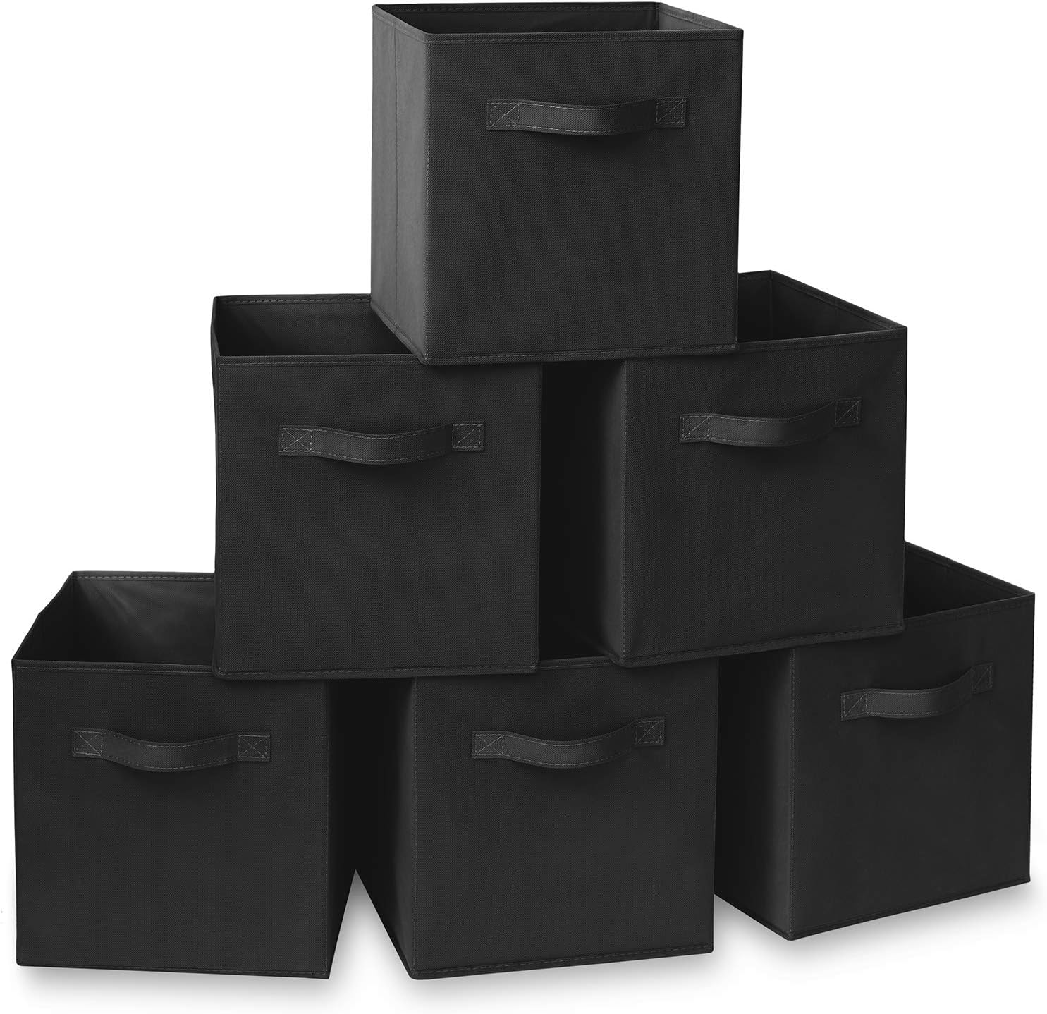 Casafield Set of 6 Collapsible Fabric Cube Storage Bins, Black - 11 Foldable Cloth Baskets for Shelves, Cubby Organizers & More