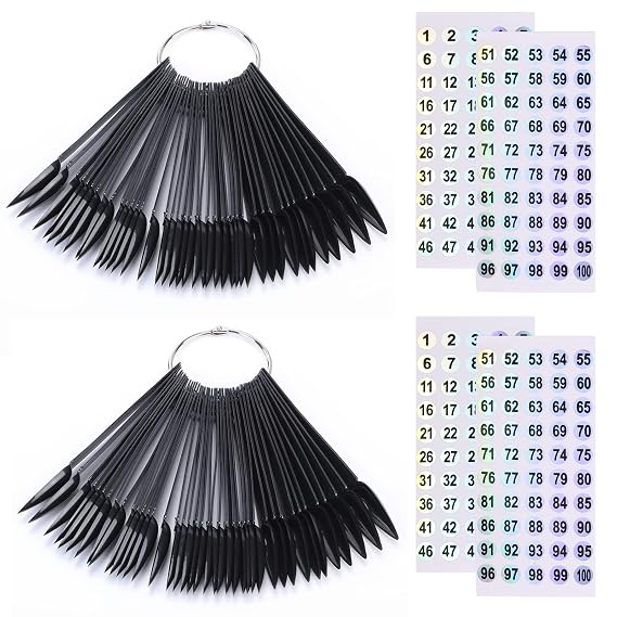 Nail Swatch Sticks with Number Stickers, 100 Pcs(Black)