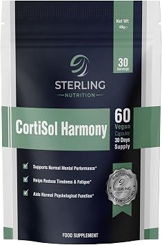 Ashwagandha KSM-66 Cortisol Harmony Formula Capsules with Phosphatidylserine, Rhodiola & L-Theanine for Stress Balance, Normal Mental Performance & Energy | 60 Vegan Capsules | STERLING NUTRITION