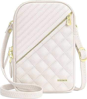 nuoku Small Crossbody Bags for Women Vegan Leather Cell Phone Wallet Purses for Women with Double Zipper,RFID Wallet