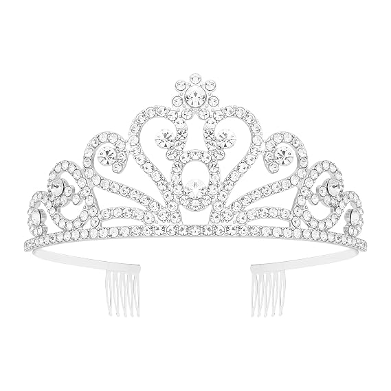 Ondder Silver Tiara Crown Crystal Tiaras and Crowns for Women Princess Fairy Bride Tiara Queen Crown Quinceanera Bridal Crowns Tiaras for Halloween Prom Pageant Wedding Anniversary Birthday Party