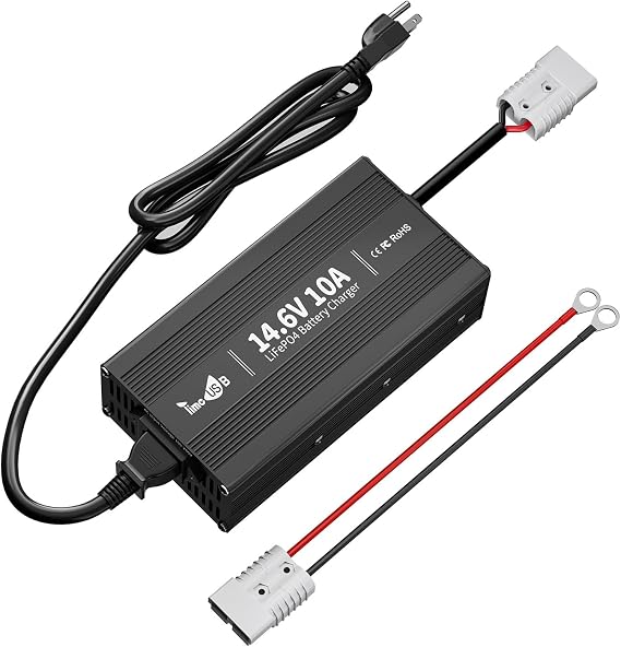 Timeusb 12V 10A LiFePO4 Battery Charger, 14.6V Lithium Battery Charger