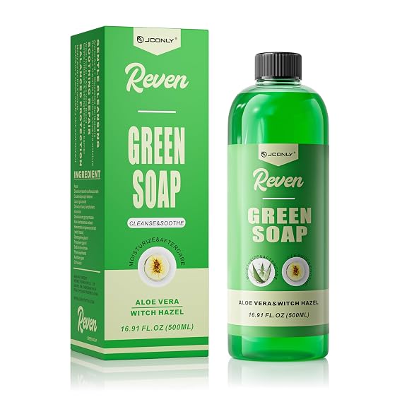 Tattoo Green Soap Concentrate, Alcohol-Free Gentle Tattoo Soap with Witch Hazel & Aloe Vera, Foaming Bottle Included, Pro Tattoo Cleaning Solution for Skin Prep, Ink Removal & Aftercare 16.9oz