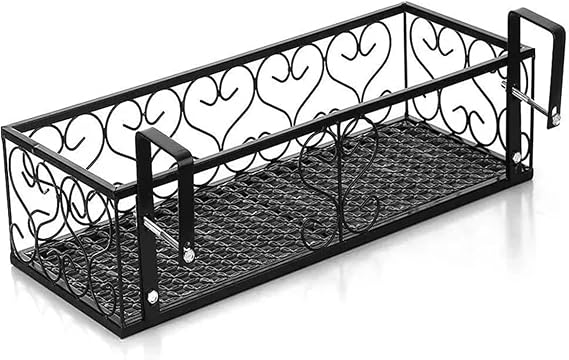 Floating Garden Railing Planter Shelf Iron Hanging Flower Rack with Hooks, Decorative Window Pot Stand for Balcony, Patio, Fence & Outdoor Garden