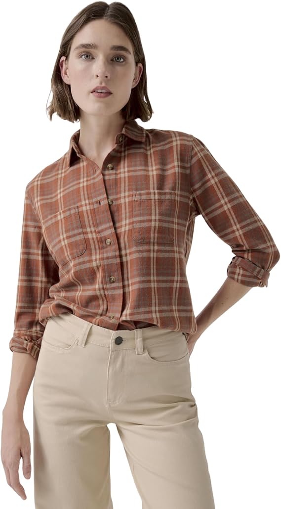 Pact Organic Cotton Women's Flannel Button-Up Shirt