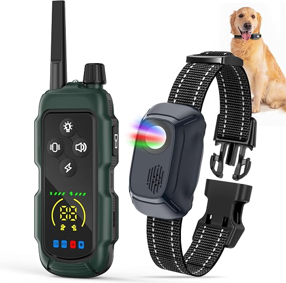 Dog Shock Collar, 4000FT Remote Training Collar with 4 Modes & LED Light | Behavior Collar for Small to Large Dogs 8-150 Lbs, Backyard Training, IP67 Waterproof, Rechargeable E Collar