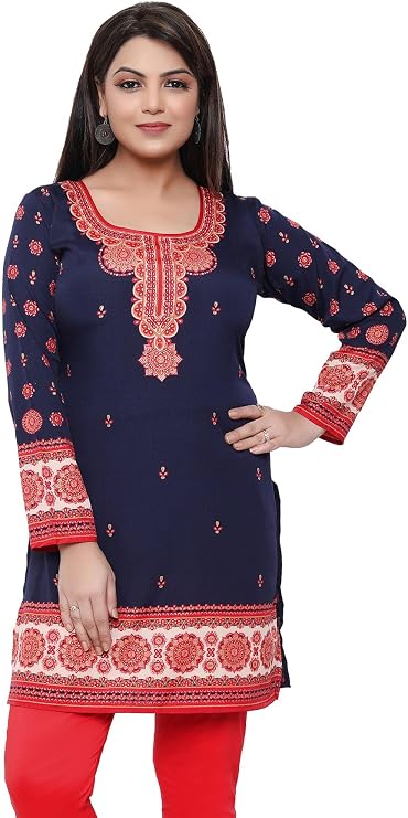 Maple Clothing Indian Tunic Kurti Top Women's Printed Short Kurta India Clothing