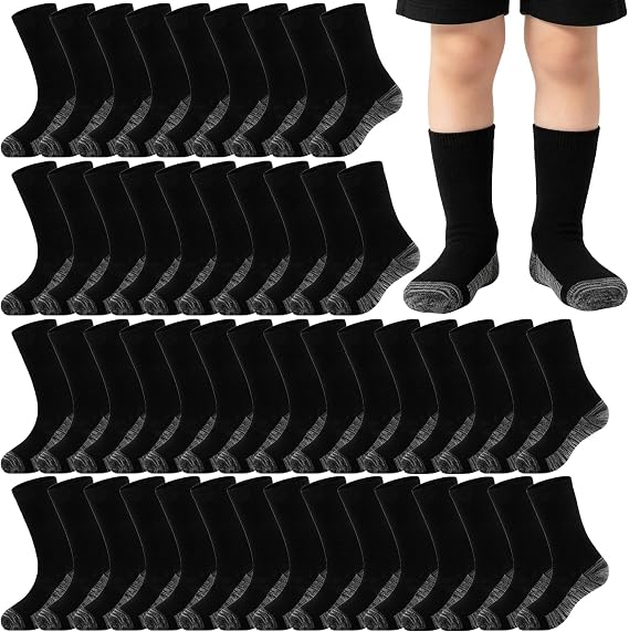 20 Pairs Crew Athletic Socks for Kids Breathable Cushion Crew Socks for Kids Sport Running Traveling