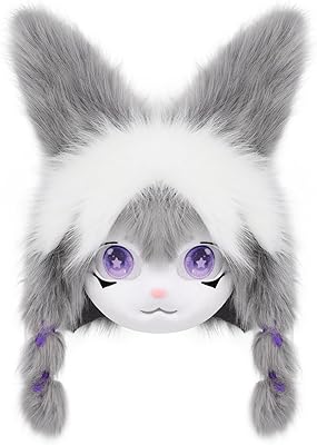 HAOAN Plush Animal Head Mask Fursuit Headgear Furry Cosplay Masquerade Costume Accessories