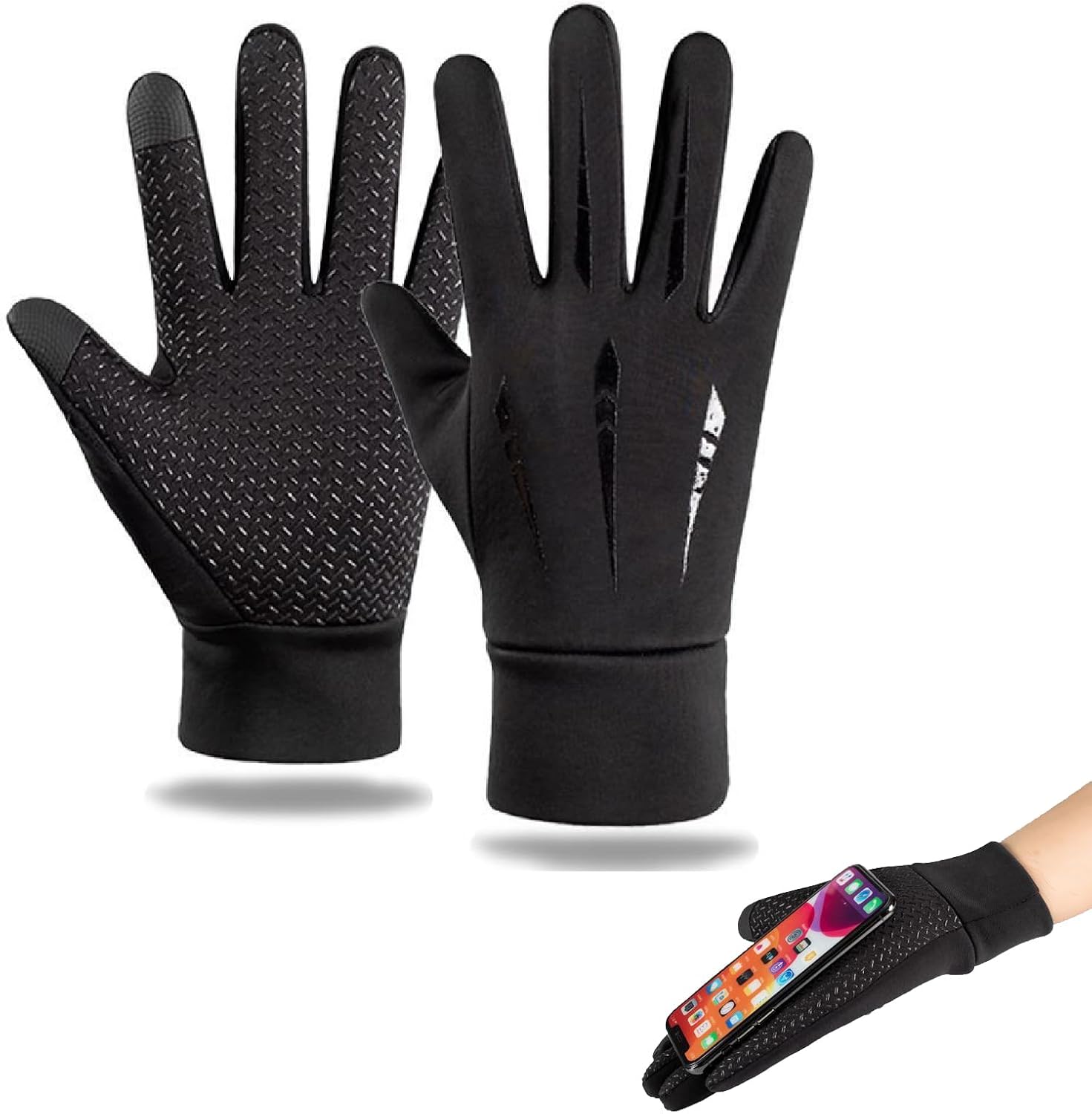 Waterproof Gloves Men, Waterproof Gloves, Cycling Gloves, Outdoor Thermal Waterproof Non-Slip Grip Lightweight Touchscreen Windproof Winter Warm Liner Glove for Men &amp; Women for Driving Walking Running