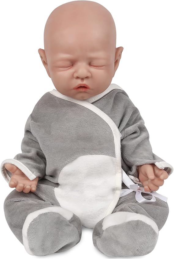 Vollence 18 inch Sleeping Silicone Baby Dolls Boy Weighted 7.4 lb,[NOT Vinyl],Silicone Full Body Reborn Realistic Lifelike Newborn Real Life Soft Babies with Feeding Kit & Gift Box for Kids Age 3+