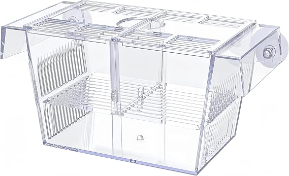 20 * 10 * 10CM Aquarium Fish Breeding Box Acrylic Hatchery Incubator Tank with Suction Cups Isolation Box for Baby Fish Shrimp Betta Guppy and Platy