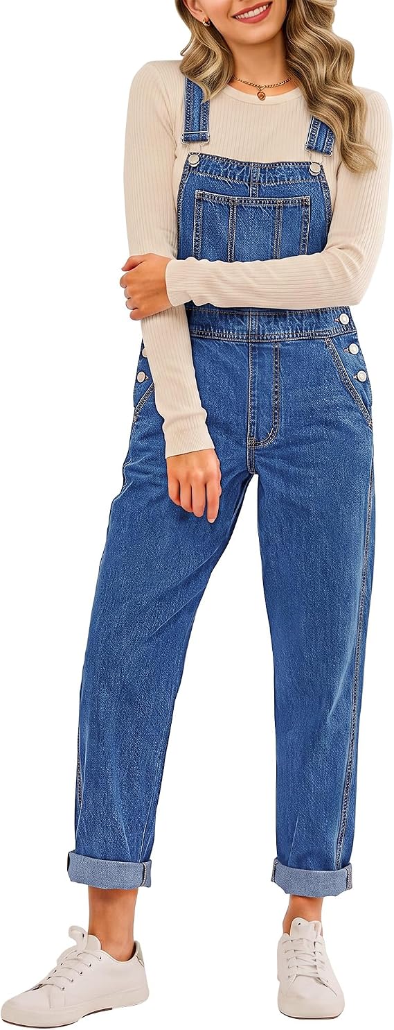 LookbookStore Denim Overalls for Women Dressy Stretch Bib Jean Jumpsuits