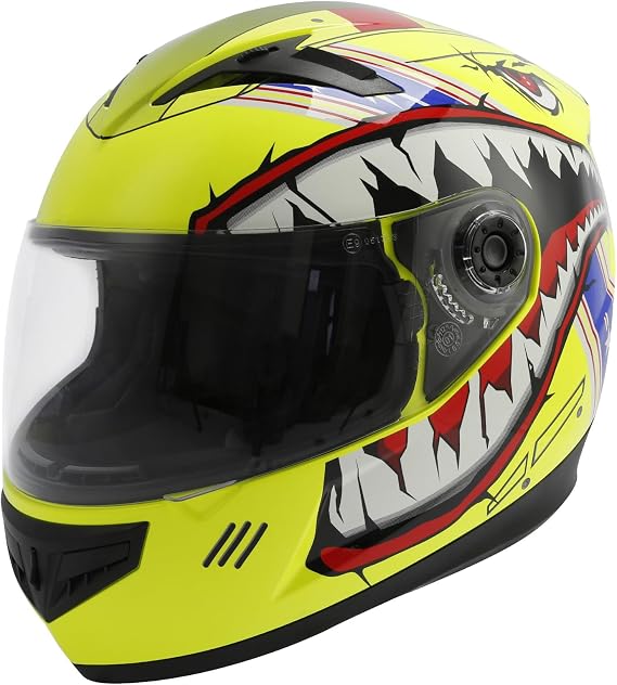 DOT Youth Helmet Off-Road Motocross Full Face Helmet ATV Dirt Bike Racing for Youth Child Kids Big Shark Mouth Pattern