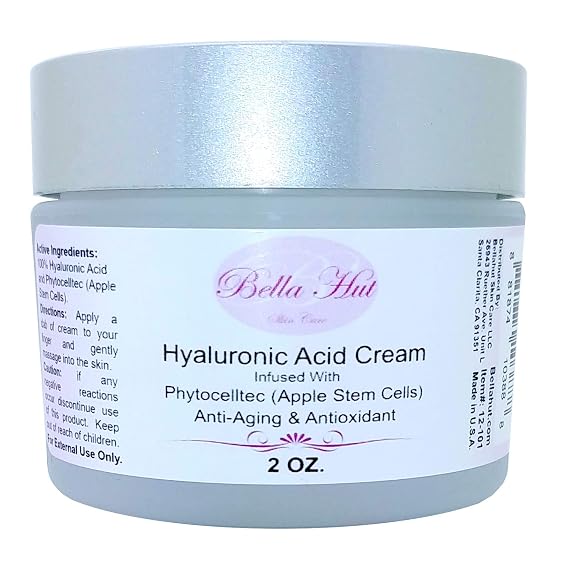 Bellahut 100% Hyaluronic Acid Cream (2 OZ, 16 OZ) Infused With Apple Stem Cells | Anti-aging Antioxidant Cream That Helps to Reduce Fine Lines and Wrinkles | MADE IN USA (2 Ounce)